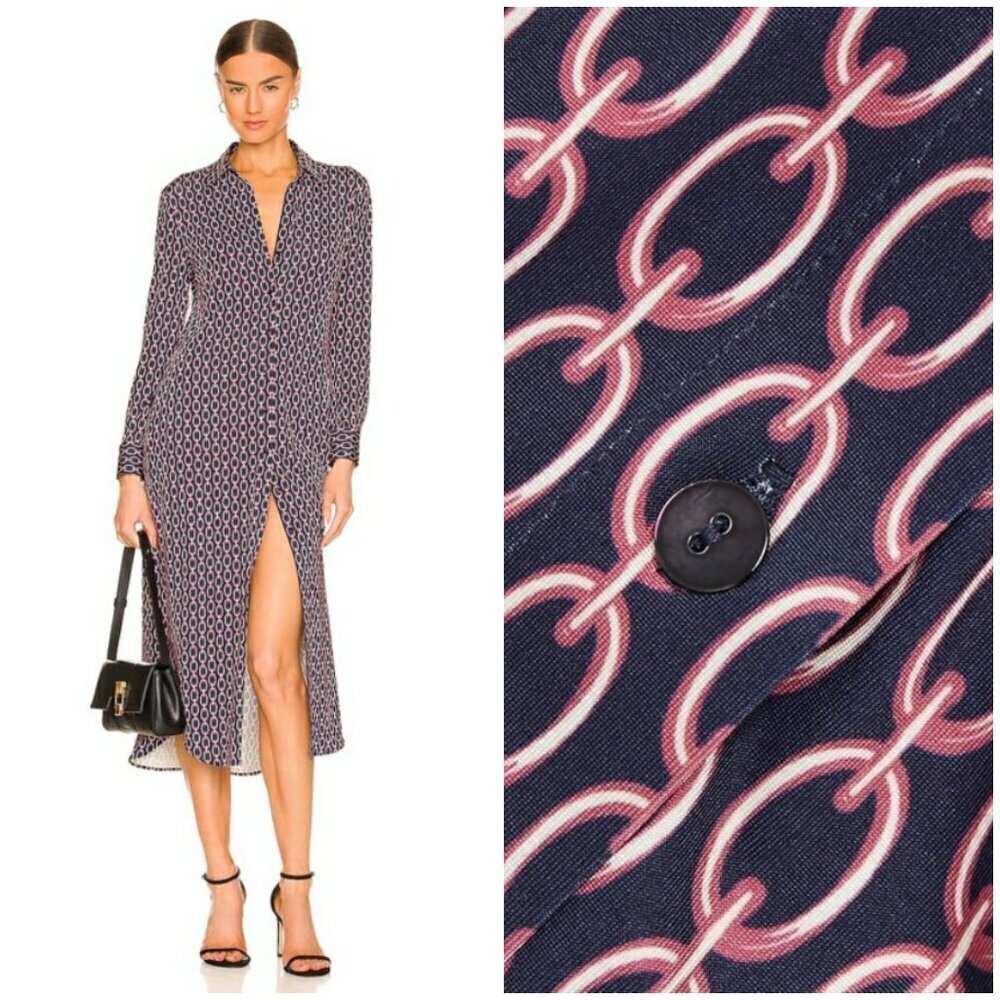 💕L'AGENCE💕 Raelynn Dress ~ Dark Dusty Pink & Midnight Tone Chain Print Medium